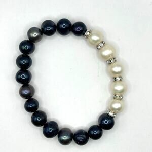 Freshwater Pearl Stretch Bracelet Costume Jewelry Y2k Preppy Summer CZ Purple